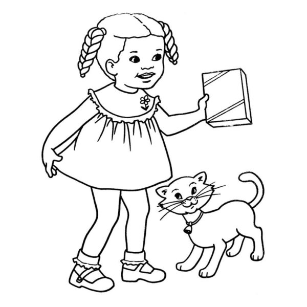 Раскраска неко аниме девушка кошка распечатать