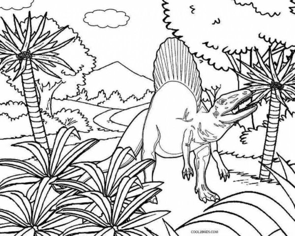 Раскраски джунгли с динозаврами (40 фото)
