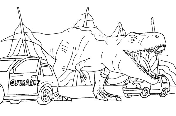 Раскраски динозавр ест машину (47 фото)