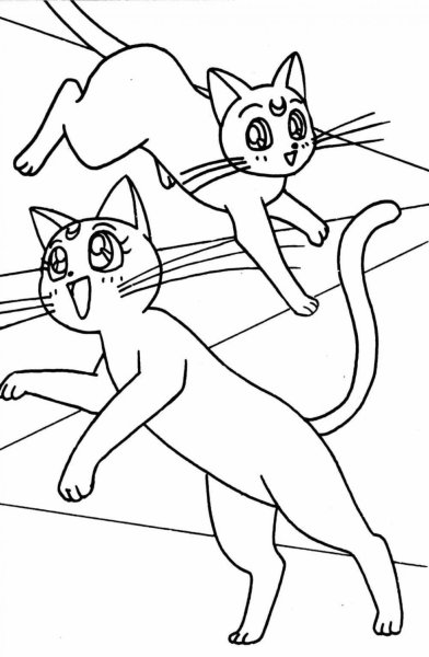Кошка Луна из сейлормун раскраска
