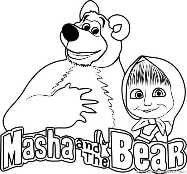 Для раскрашивания детям Маша и медведь