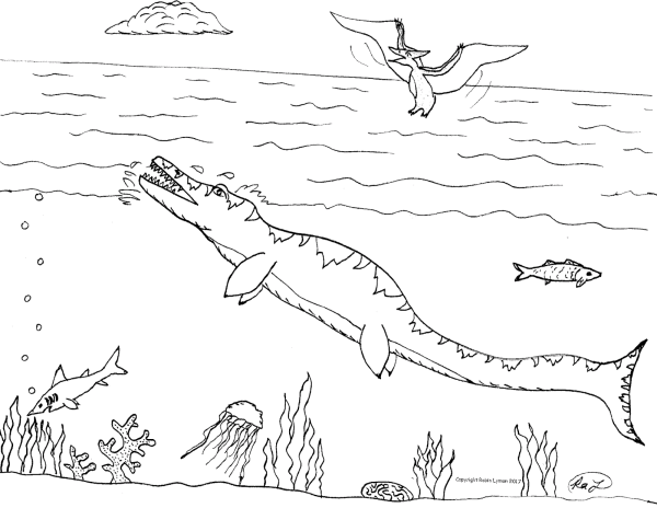 Водные динозавры раскраска