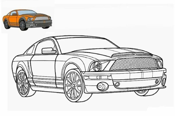 Раскраска Форд Мустанг gt 500