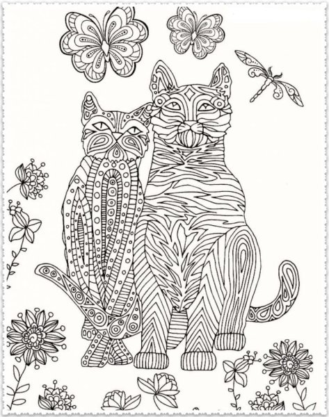 Раскраска антистресс котики