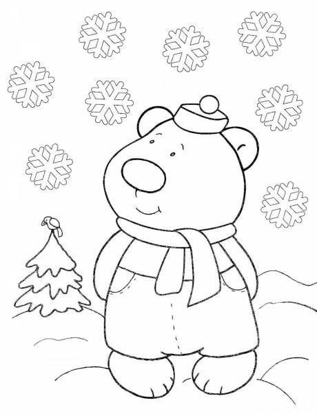 Зимние раскраски для детей 3-4 лет