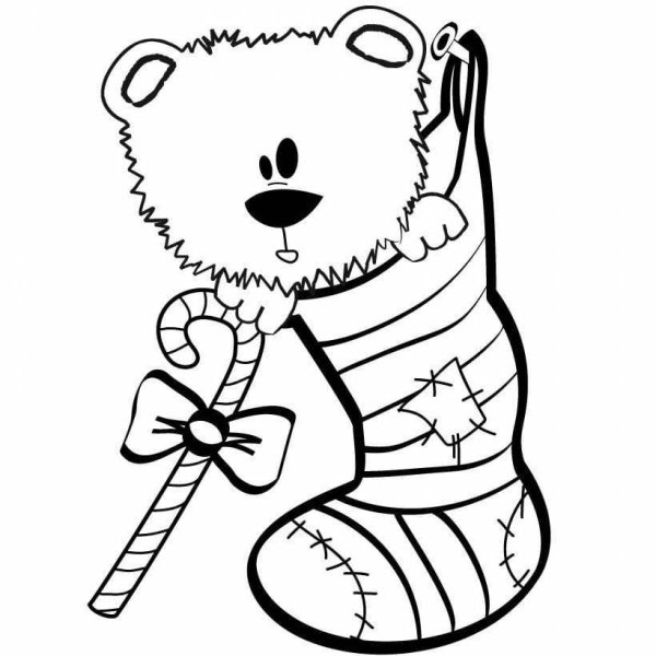 Новогодняя раскраска (мишка)