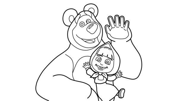 Мужик и медведь раскраска