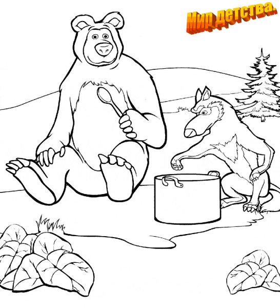 Раскраска. Три медведя