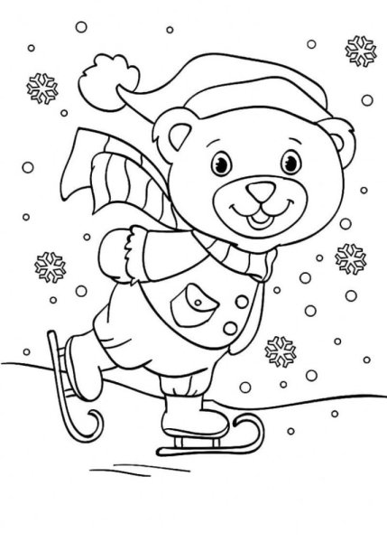 Новогодний Медвежонок раскраска