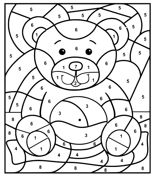 Раскраски медведь по номерам (42 фото)