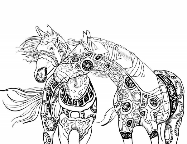 Раскраски животные сложные лошади (44 фото)