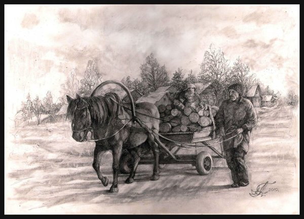 Повозка с дровами