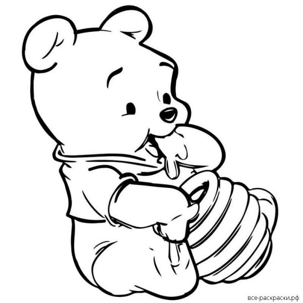 Мишка с медом раскраска