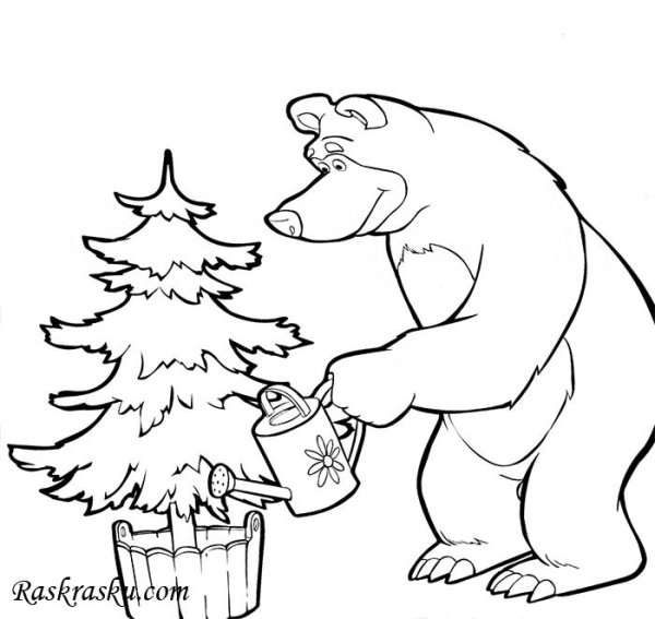 Раскраски медведь с елкой (45 фото)