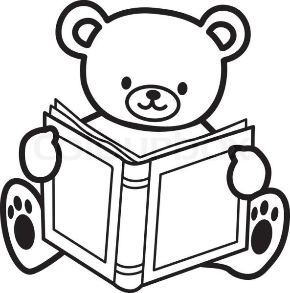 Раскраска медведь с книжкой
