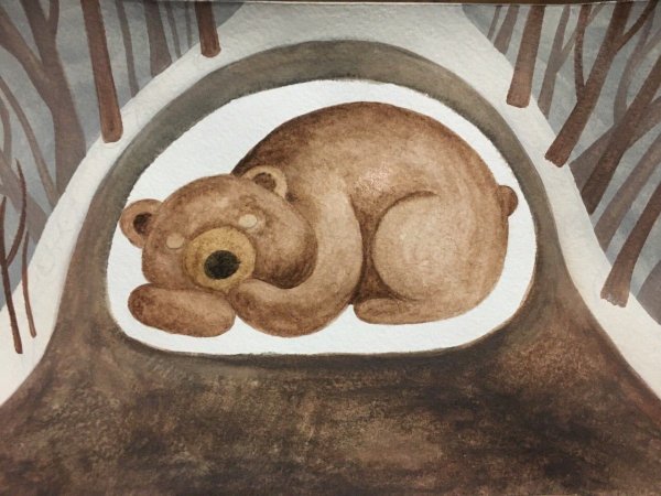 Рисование медведь в берлоге