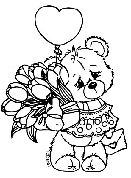 Раскраски медведь с цветами (44 фото)