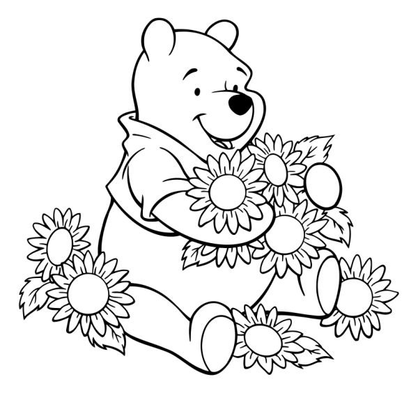 Раскраски медведь с цветочком (45 фото)