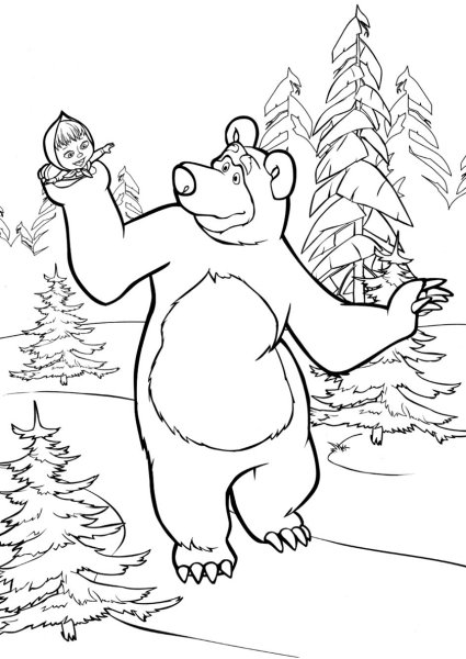 Раскраски из мультфильмов Маша и медведь