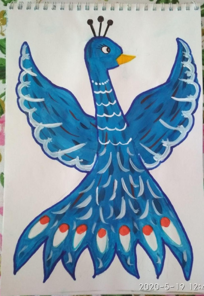 Синяя птица детский рисунок