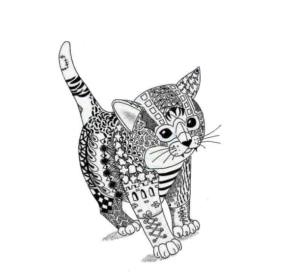 Котики для раскрашивания сложные