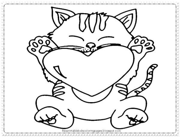 Открытка с котиком раскраска