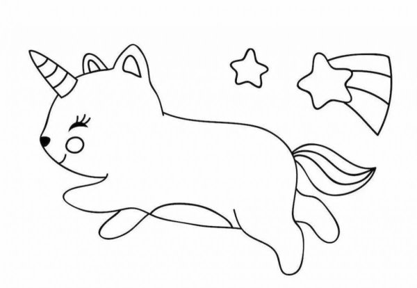 Кошка Единорог раскраска