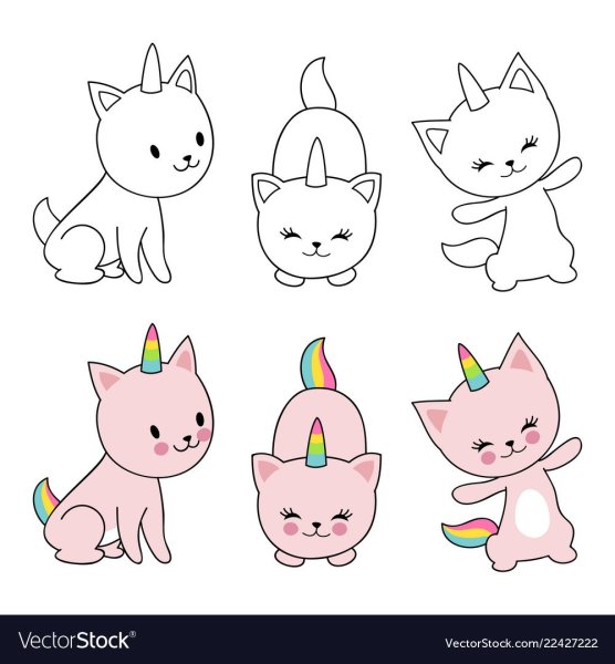 Раскраска котенок Единорожка