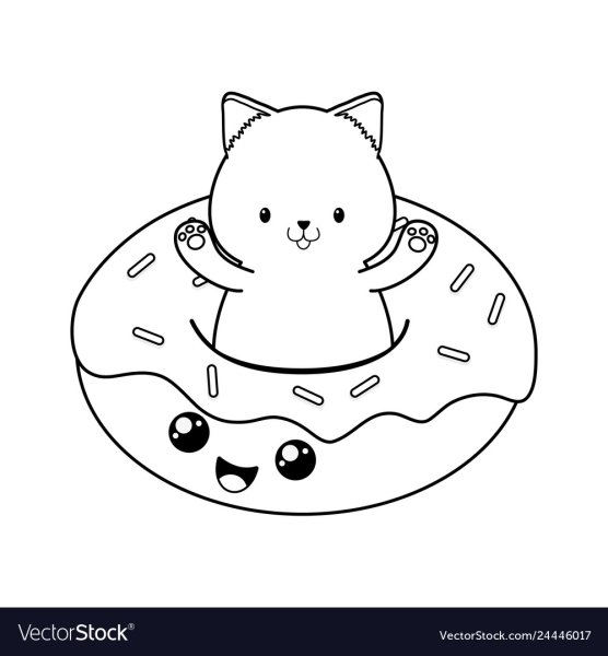 Кот пончик раскраска