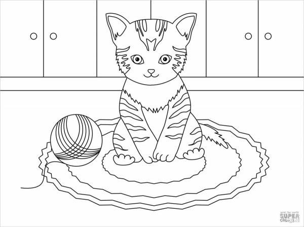Раскраска котенок полосатый
