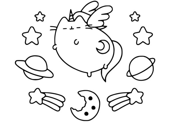 Кот Единорог раскраска