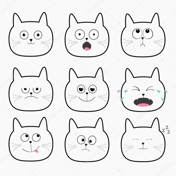 Мордочка кота с разными эмоциями