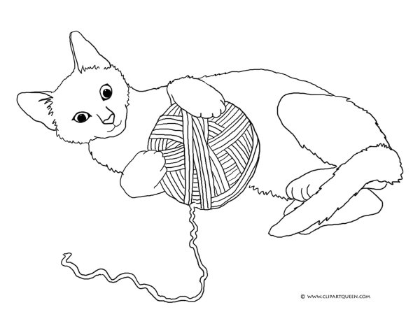 Раскраски котенка играющего с клубком (47 фото)