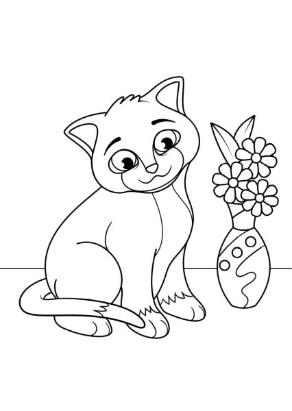 Раскраскамкошка с котенком