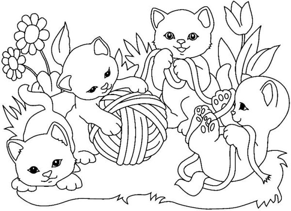 Кошка раскраска для детей