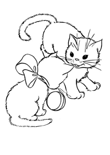 Новогодняя кошка раскраска