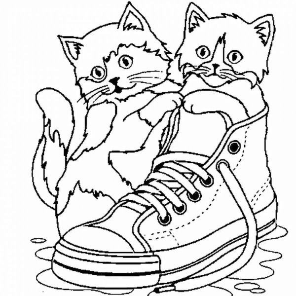 Раскраска котята в корзинке