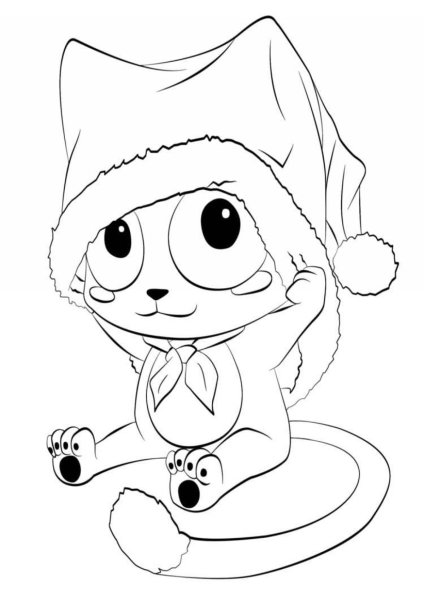 Раскраска новогодний котик