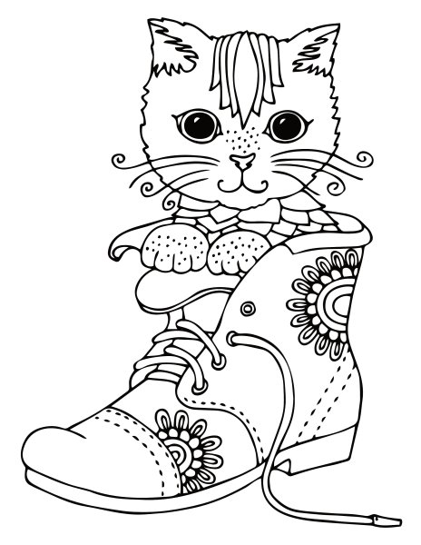 Раскраска котик с одеждой
