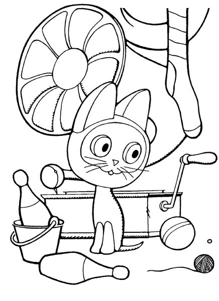 Раскраска мультик котенок Гав