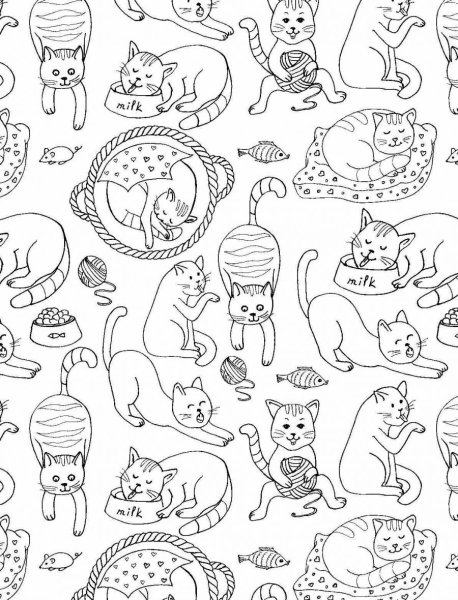 Раскраски котики мелкие