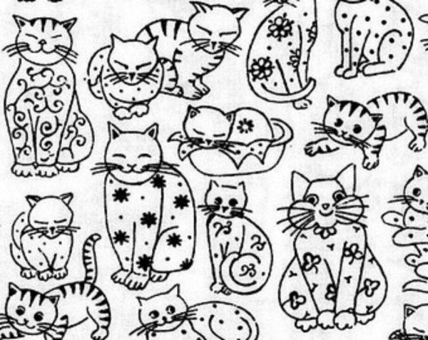 Раскраска котики много