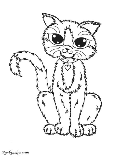 Кошка раскраска для детей