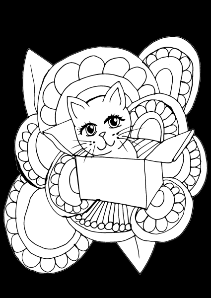 Кошка бяка раскраска