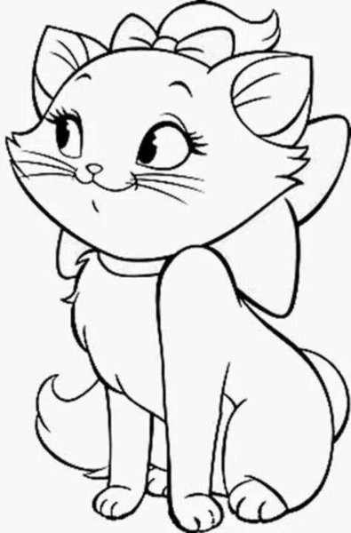 Раскраска кошка с бантиком для детей
