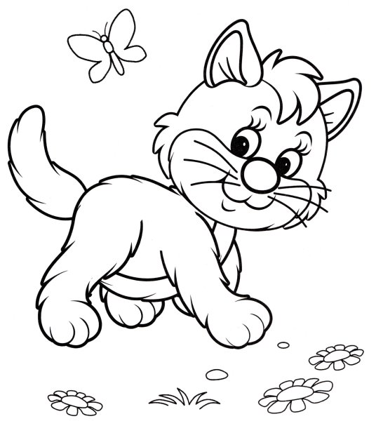 Раскраска кошка с котятами
