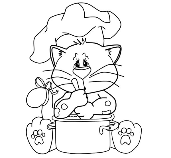 Котята-поварята раскраска
