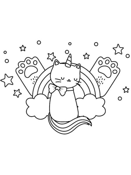 Кошка Единорог раскраска