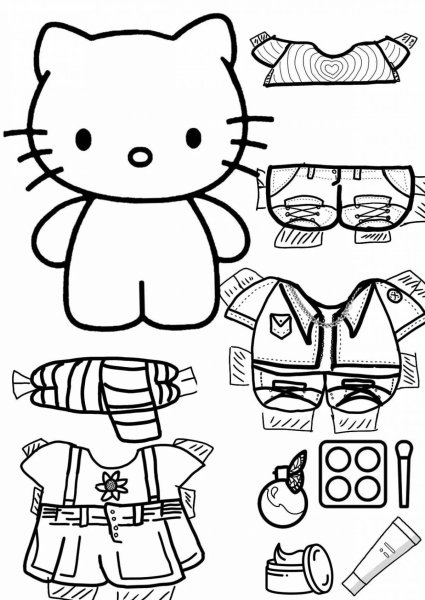 Одежда для бумажной hello Kitty