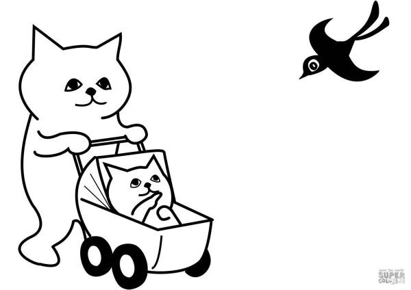 Кошка раскраска для малышей